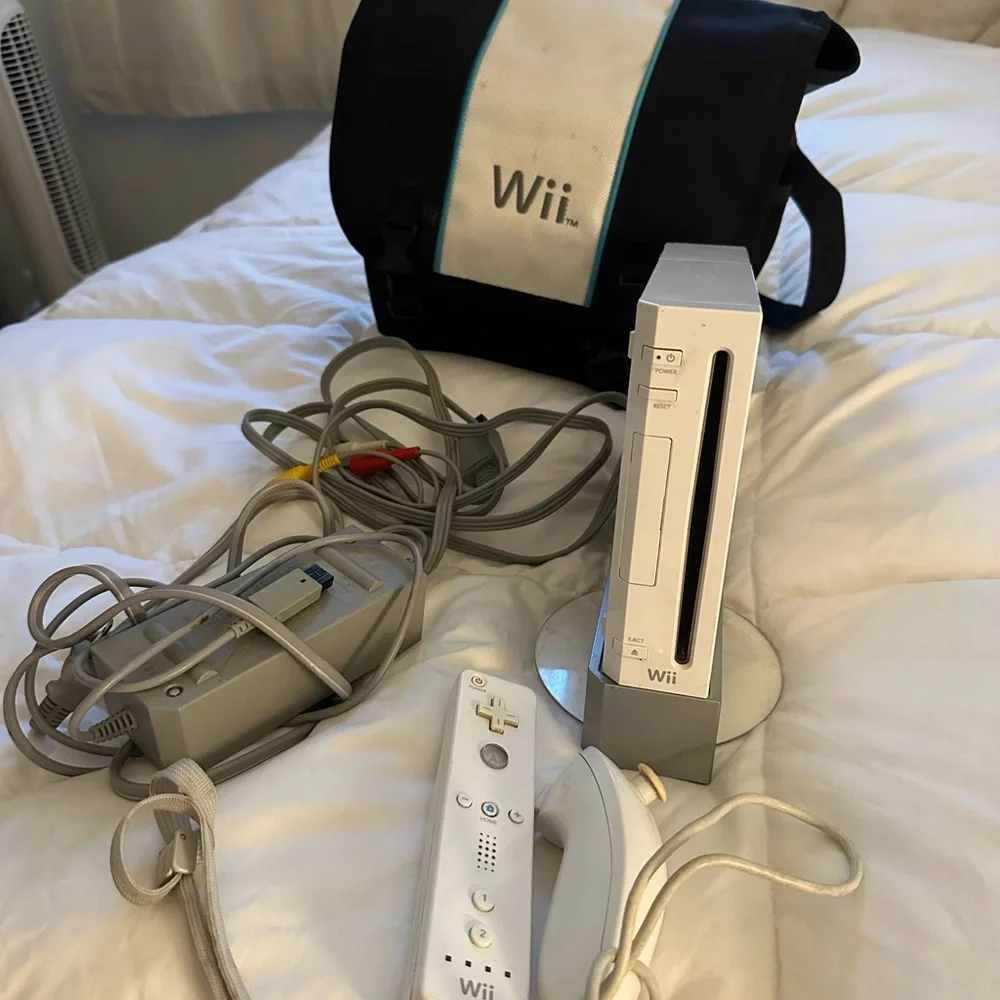 Nintendo Wii Console Set with White and Gray Accessories